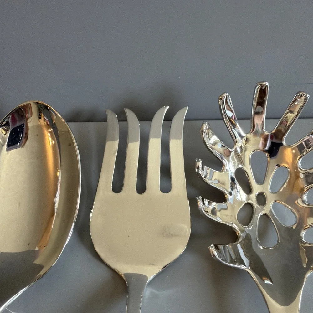 Studio Silversmith Silver Plated 3 Piece Jumbo Server Set - Fork Spoon Spaghetti